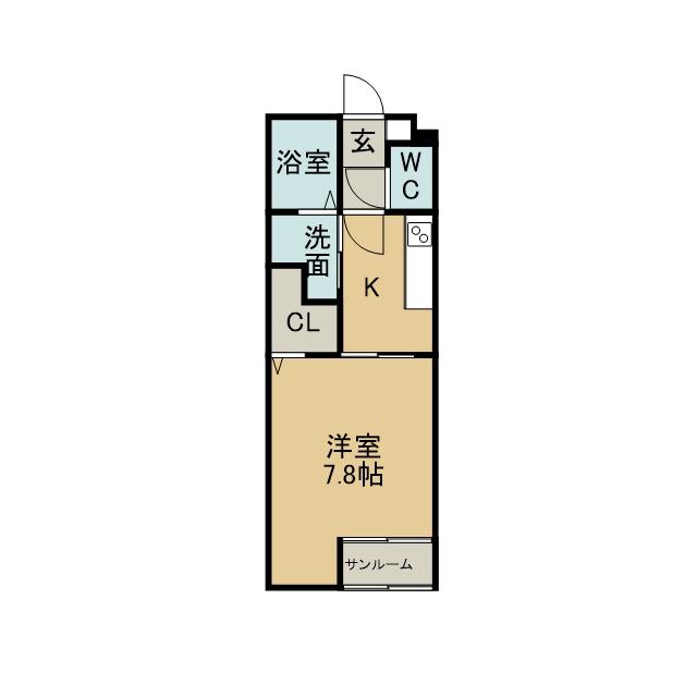 MYヒノリア(1K/1階)の間取り写真