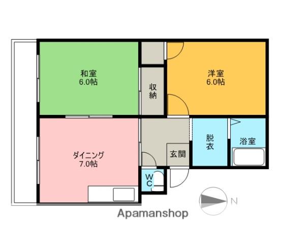 オレンジタウンB棟(2DK/3階)の間取り写真