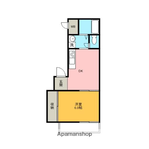 オレンジタウンA(1DK/1階)の間取り写真