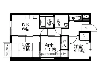 ハイツにんじんB(3DK/2階)の間取り写真