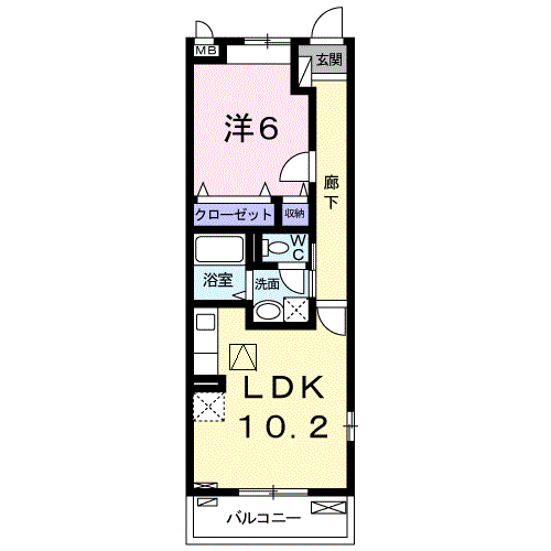 RIRIA Ⅶ6(1LDK/1階)の間取り写真