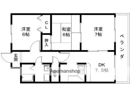 ファミール駒坂(3DK/2階)の間取り写真