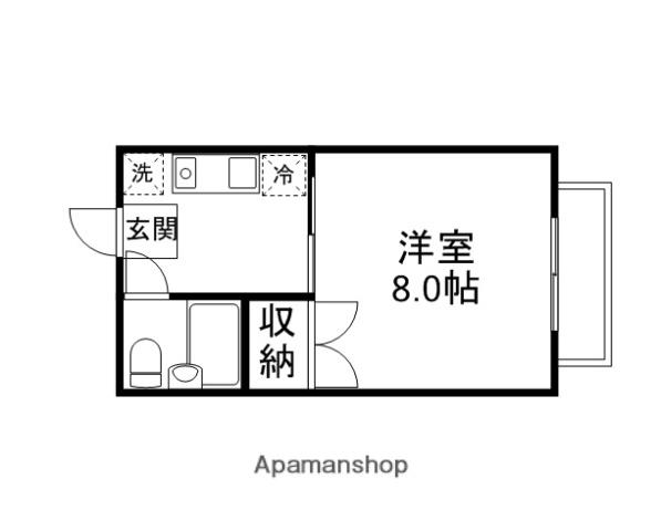 サイプリスコーポ東矢倉B棟(1K/2階)の間取り写真