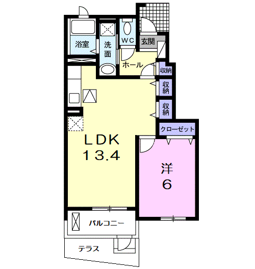 SUBARU3番館(1LDK/1階)の間取り写真