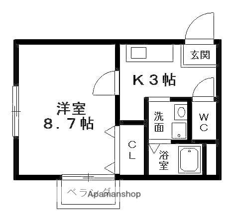 メディオ草津(1K/2階)の間取り写真