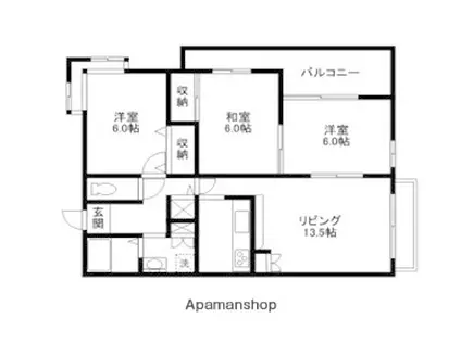 瀬田グランドハイツ(3LDK/1階)の間取り写真