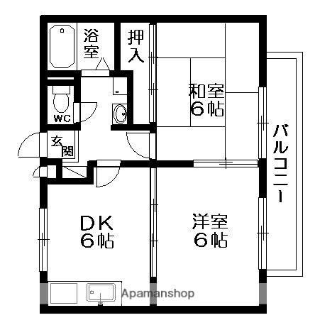 横山ハイツ(1LDK/1階)の間取り写真