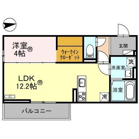 彦根市古沢町D-ROOM(1LDK/3階)の間取り写真
