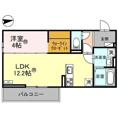 彦根市古沢町D-ROOM(1LDK/1階)の間取り写真