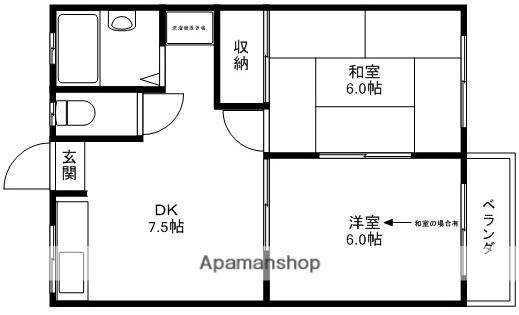 コーポササキ(2DK/2階)の間取り写真