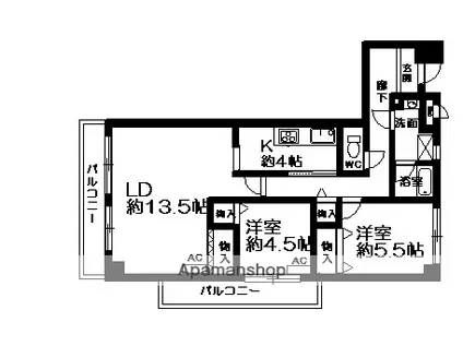 サニークレスト野洲(2LDK/2階)の間取り写真