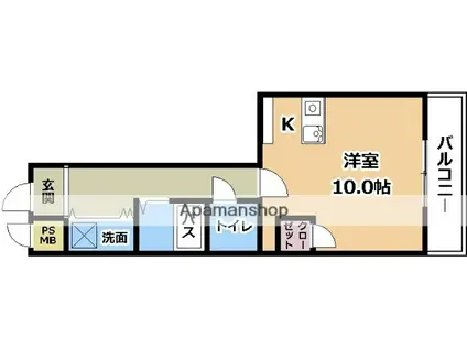 メゾンロワイヤル松田(ワンルーム/4階)の間取り写真