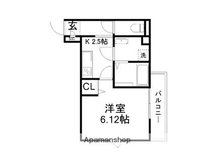 SURFINIA堅田(1K/1階)の間取り写真