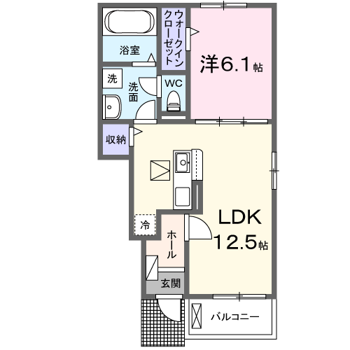 プティシャン(1LDK/1階)の間取り写真