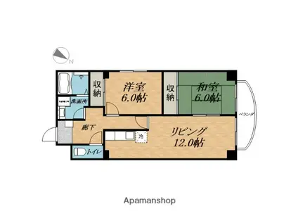 マンショングレース(2LDK/2階)の間取り写真