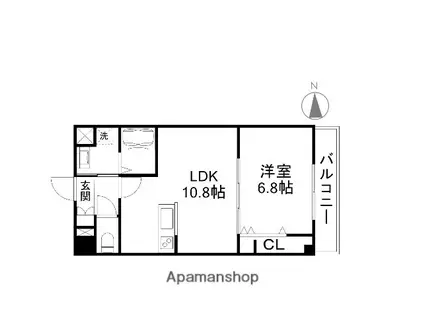 アシェンダ石山Ⅱ(1LDK/4階)の間取り写真