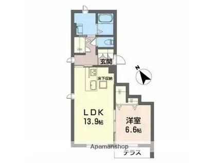 シャーメゾンフェリーチェTOMO(1LDK/1階)の間取り写真