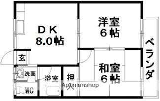 中央荘Ⅱ(2DK/1階)の間取り写真