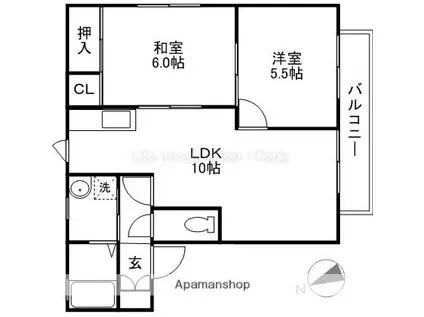 ドミールエフティ(2LDK/1階)の間取り写真