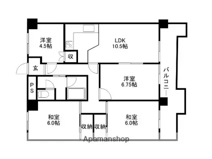 シャレー富士美台(4LDK/4階)の間取り写真