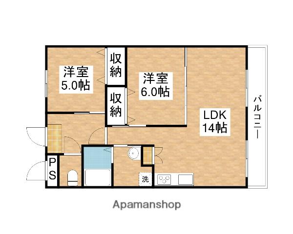 コーポ・TAMENAGA(2LDK/3階)の間取り写真