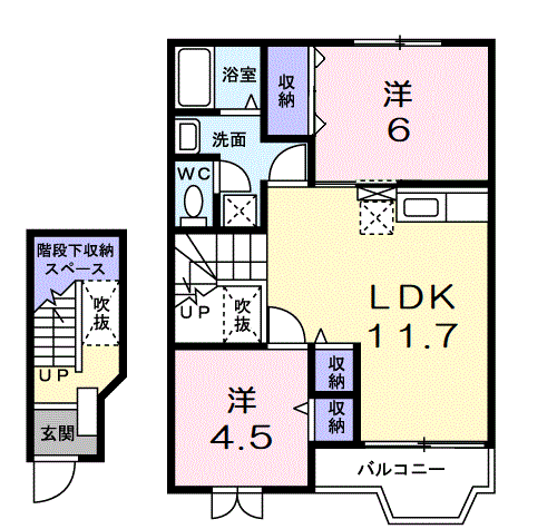 ノースヴィリッジⅤ(2LDK/2階)の間取り写真