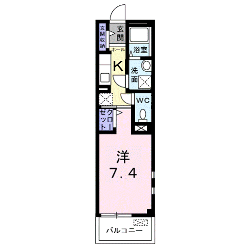 プラシード桜(1K/3階)の間取り写真