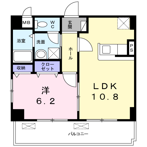 サピーハーモニー堅田(1LDK/3階)の間取り写真