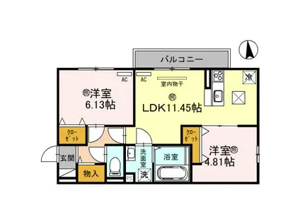 エスポワール瀬田(2LDK/1階)の間取り写真
