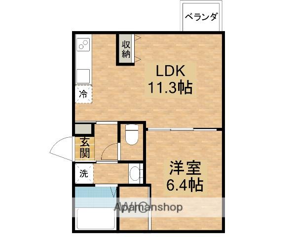 LA AMOUR ABIKO(1LDK/1階)の間取り写真