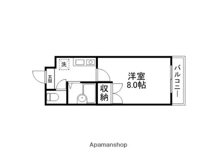 センチュリー玉川(1K/4階)の間取り写真