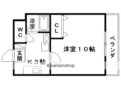 ワンルーム草津西矢倉(1K/2階)の間取り写真
