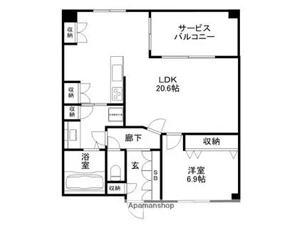 アメニティ南草津Ⅷ(1LDK/14階)の間取り写真