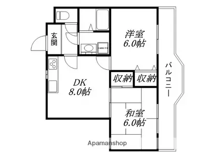 カーム瀬田(2DK/1階)の間取り写真