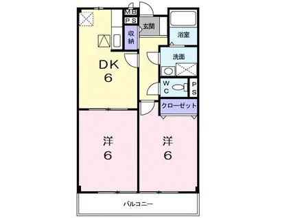 カサピスタ(2DK/1階)の間取り写真