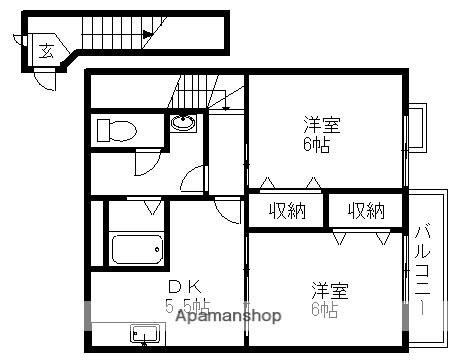 セレーナ唐崎Ⅱ(2K/2階)の間取り写真