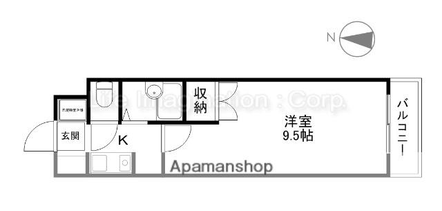 プラティア瀬田(1K/2階)の間取り写真