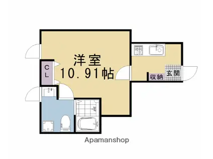 祇園ケントビル(1K/3階)の間取り写真