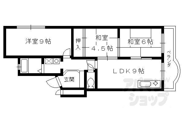 長岡コーポ(3LDK/2階)の間取り写真