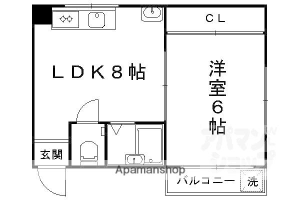 裕都マンション(1LDK/3階)の間取り写真