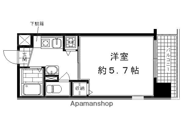 エステムコート京都河原町プレジール(1K/2階)の間取り写真