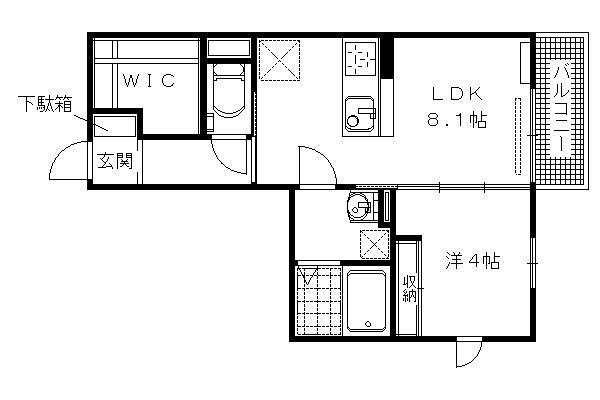 アプリコット(1LDK/1階)の間取り写真