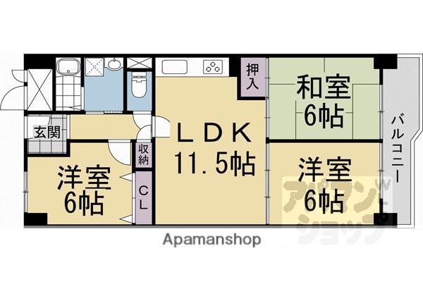 桂川ハイツ(3LDK/11階)の間取り写真