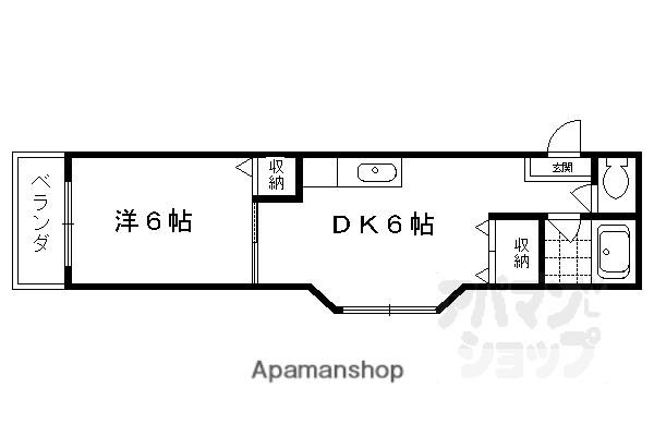 カームハウス(1DK/4階)の間取り写真