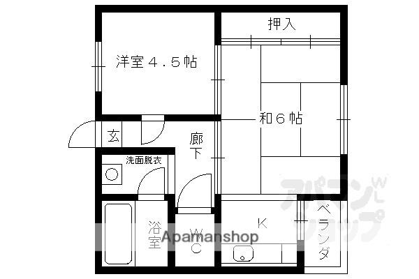 瓜生ハイツ(2K/3階)の間取り写真