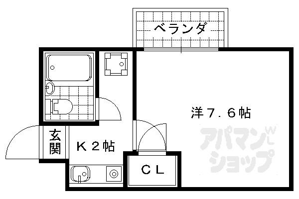 御陵シャトー朝日(1K/4階)の間取り写真