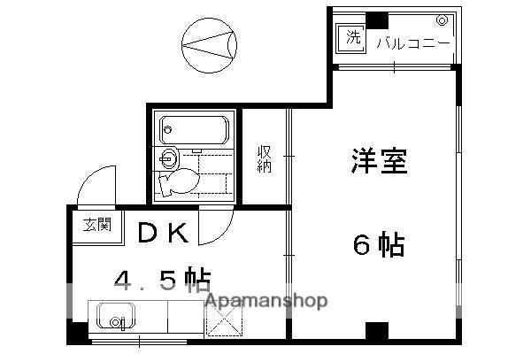 ザ・プライムU(1DK/4階)の間取り写真