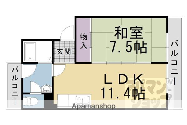 ハイツクローバー(1LDK/4階)の間取り写真