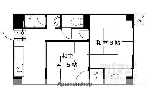 ハイツ桃山(2K/5階)の間取り写真