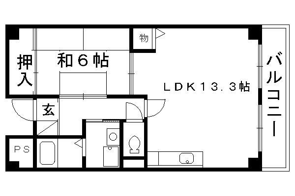 トーシンハイツ桃山(1LDK/2階)の間取り写真